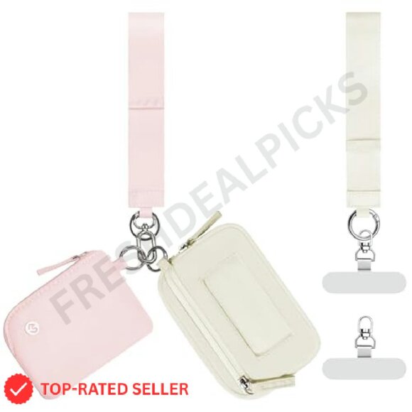 Phone Wrist Strap Dual Pouch Wristlet Wallet RFID ID Window Coin Pouch Keychain - Picture 2 of 8